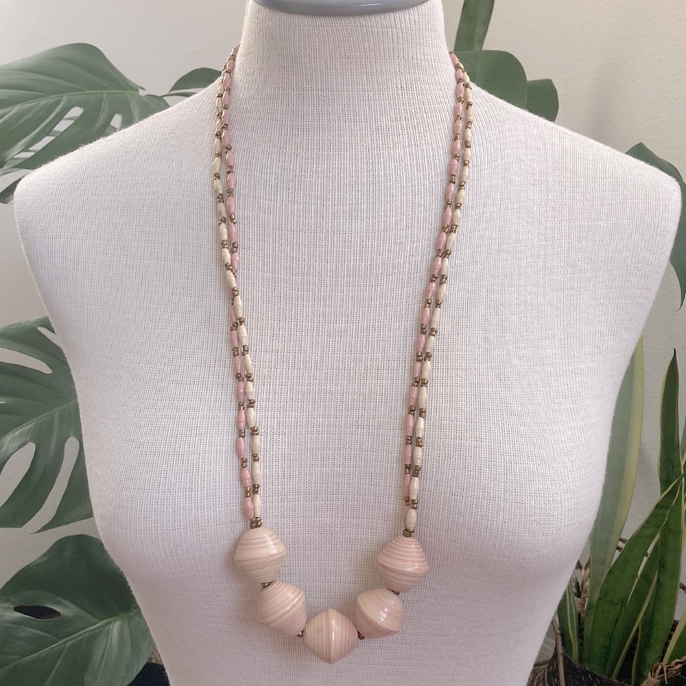 31 Bits Double Scoop (Blush/Cream) Necklace (NWT)